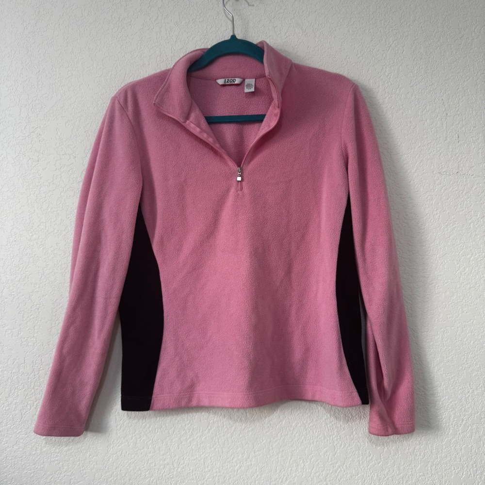 IZOD Performx Pink Black Fleece Quarter Zip Pullover Sweatshirt Women's‎ S P